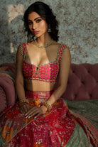 Women's Hot Pink Banarasi Meenakari Lehenga