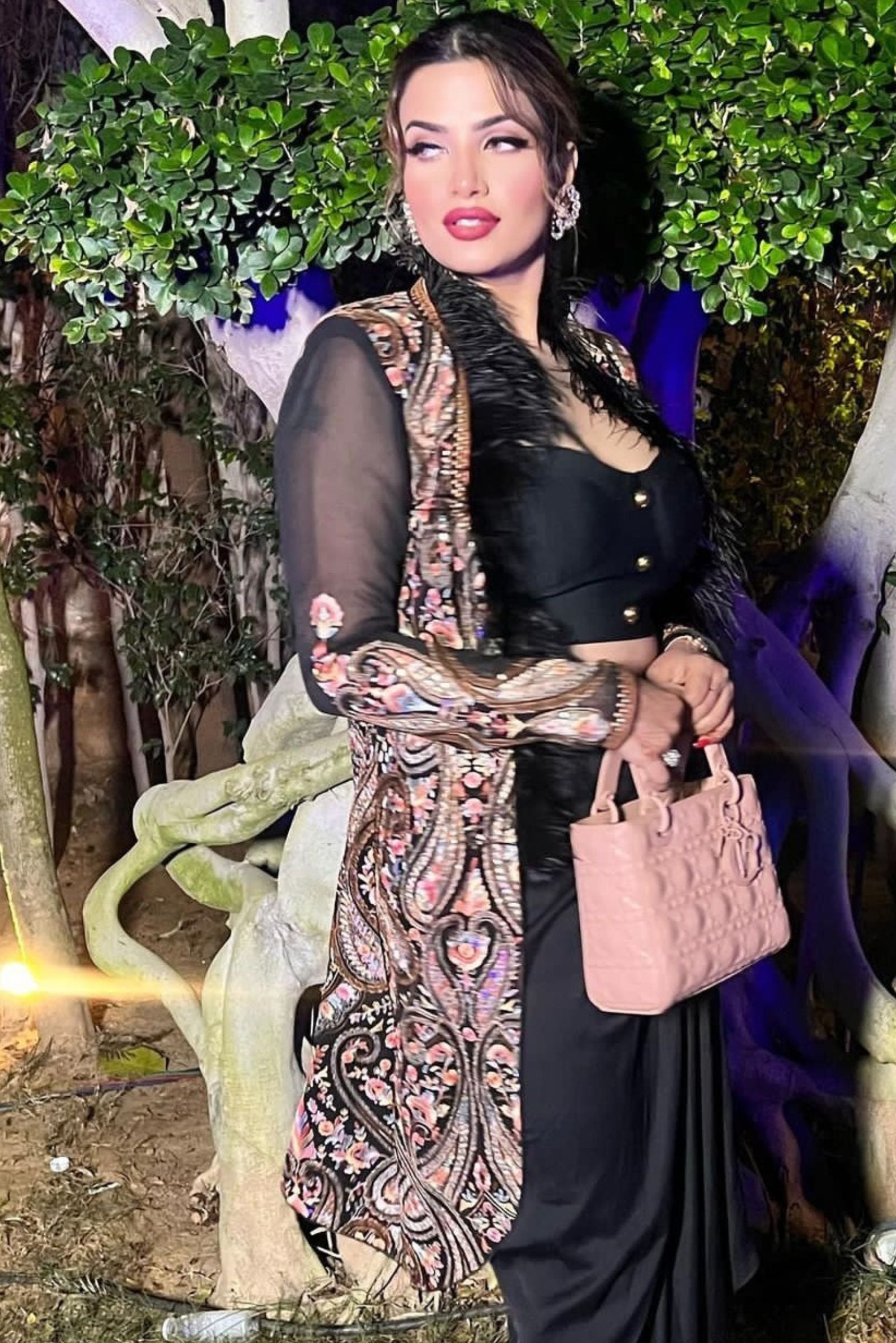 Women's Jamawar Embroidered Hi-Low Jacket Set