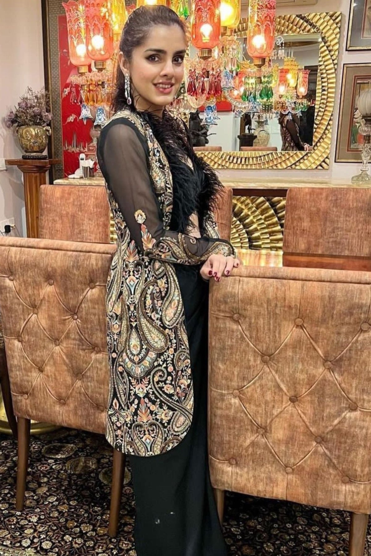 Women's Kashida Embroidered Hi-Low Jacket Set