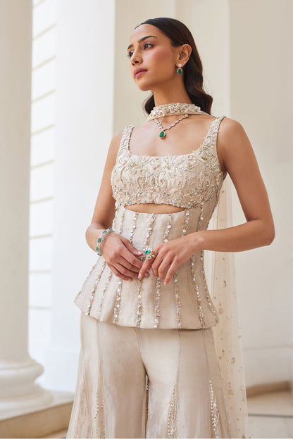 Tissue Sharara and Corset Set