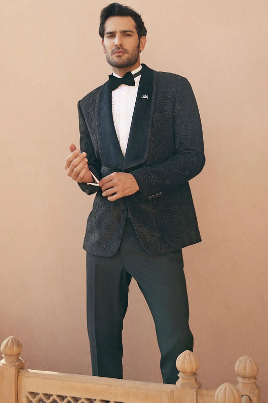 Shop Black Aari Embroidery Tuxedo