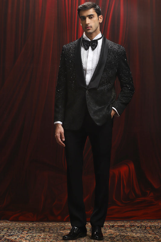Shop Black Dark Bloom Tuxedo Set 