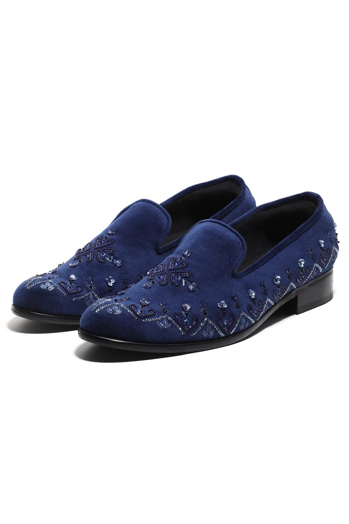Celestial Navy Velvet Slip-Ons - Asuka Couture