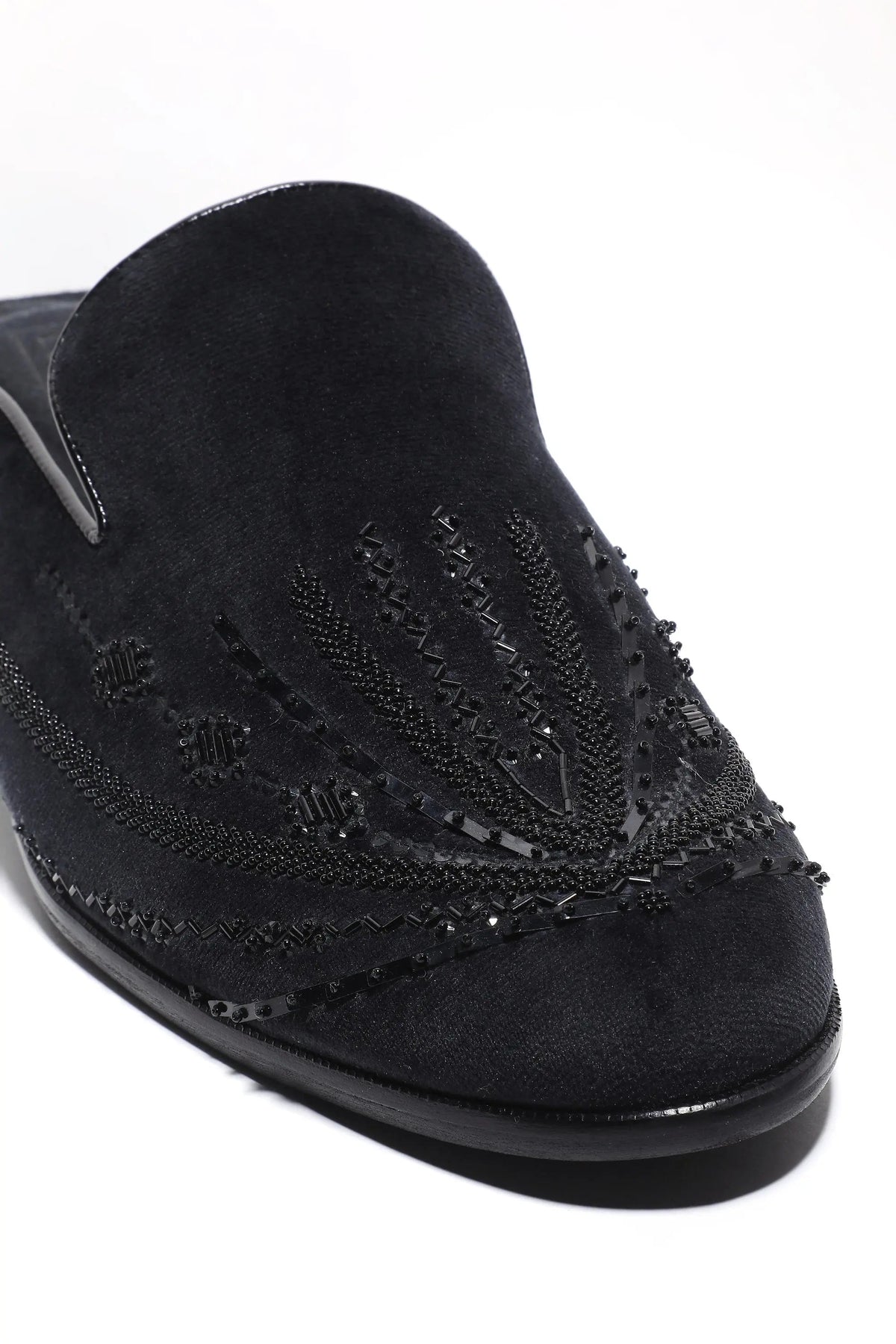 Noir Elegance Symmetry Velvet Mules - Asuka Couture