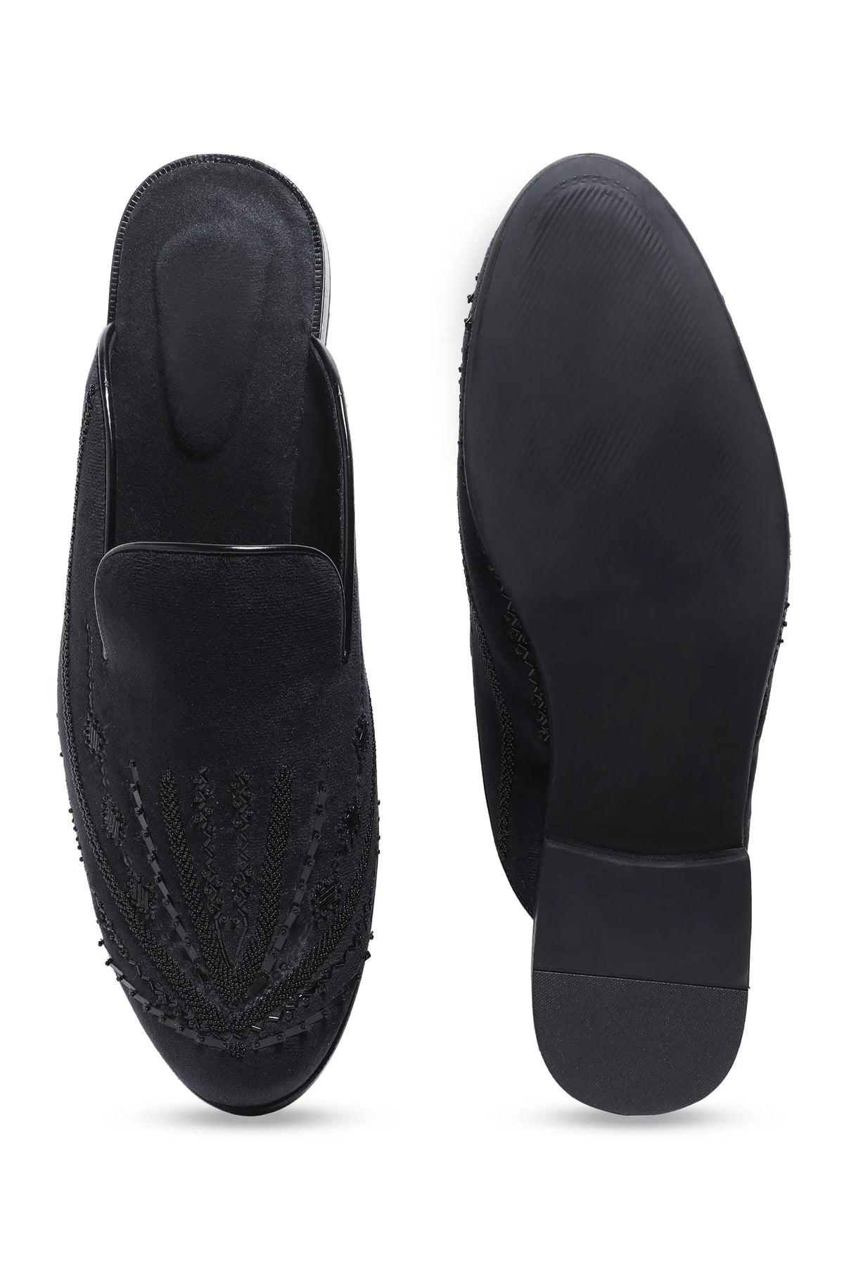 Noir Elegance Symmetry Velvet Mules - Asuka Couture
