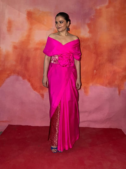 Handwoven Ekaya Pink Silk Saree