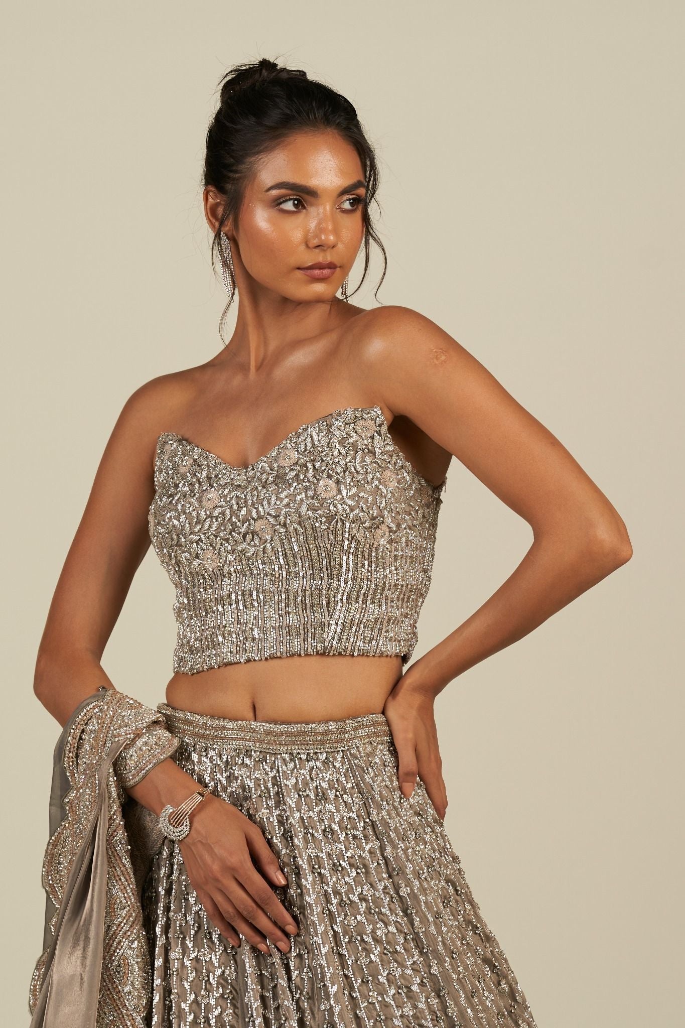 OLIVE GREEN LEHENGA