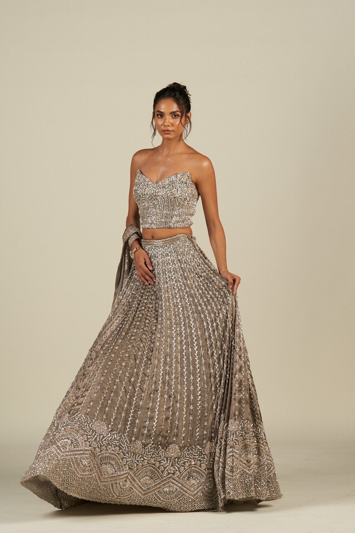 OLIVE GREEN LEHENGA