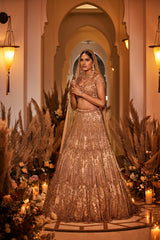 gold lehenga for wedding
