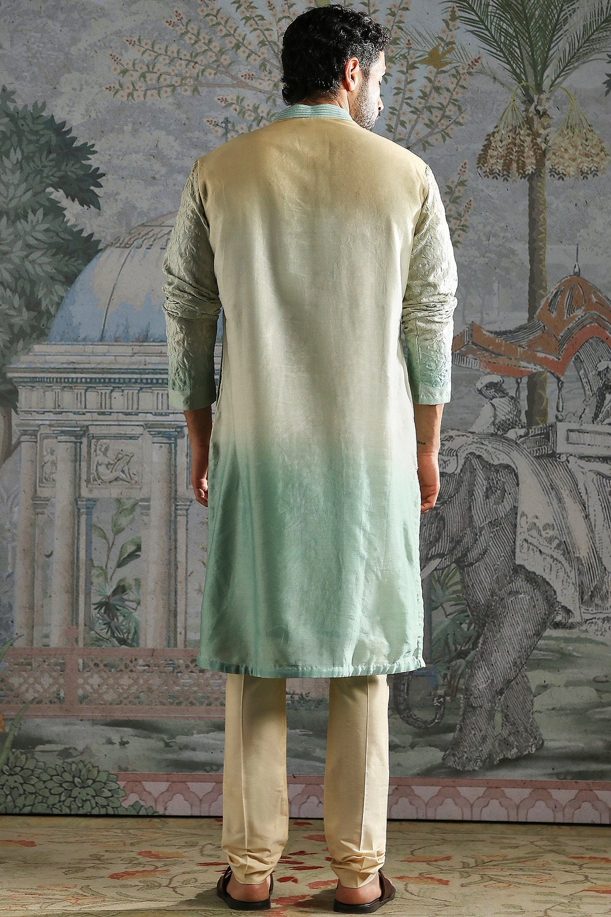 Aqua Pastel Garden-Embroidered Kurta Set