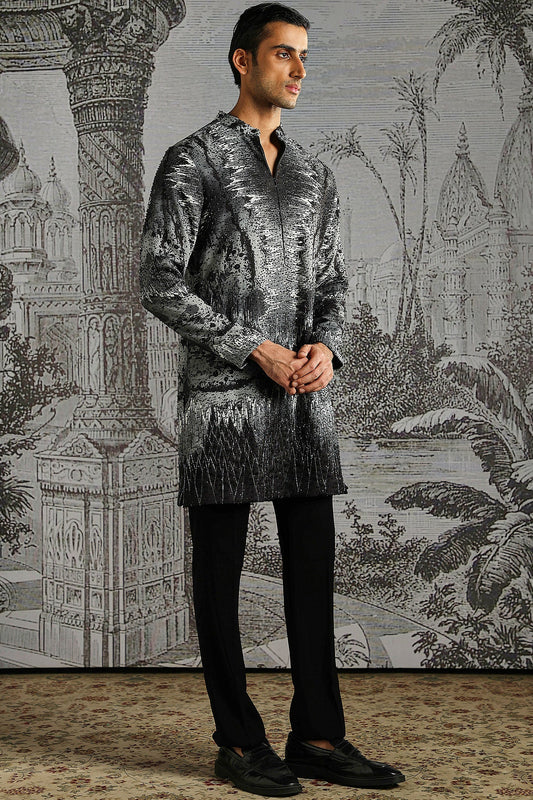 Charcoal Abstract Texture Kurta Set