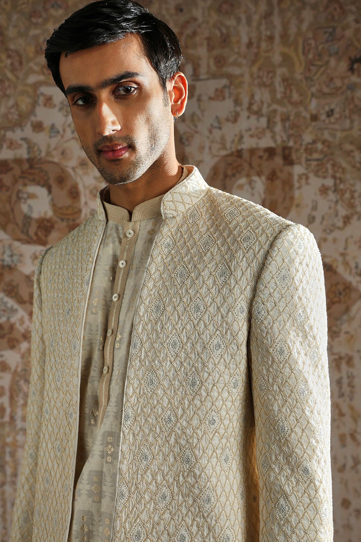 Ivory Textured Regal Bandhgala Set