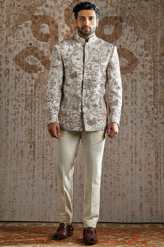 Ivory Brocade Heritage Bandhgala Set