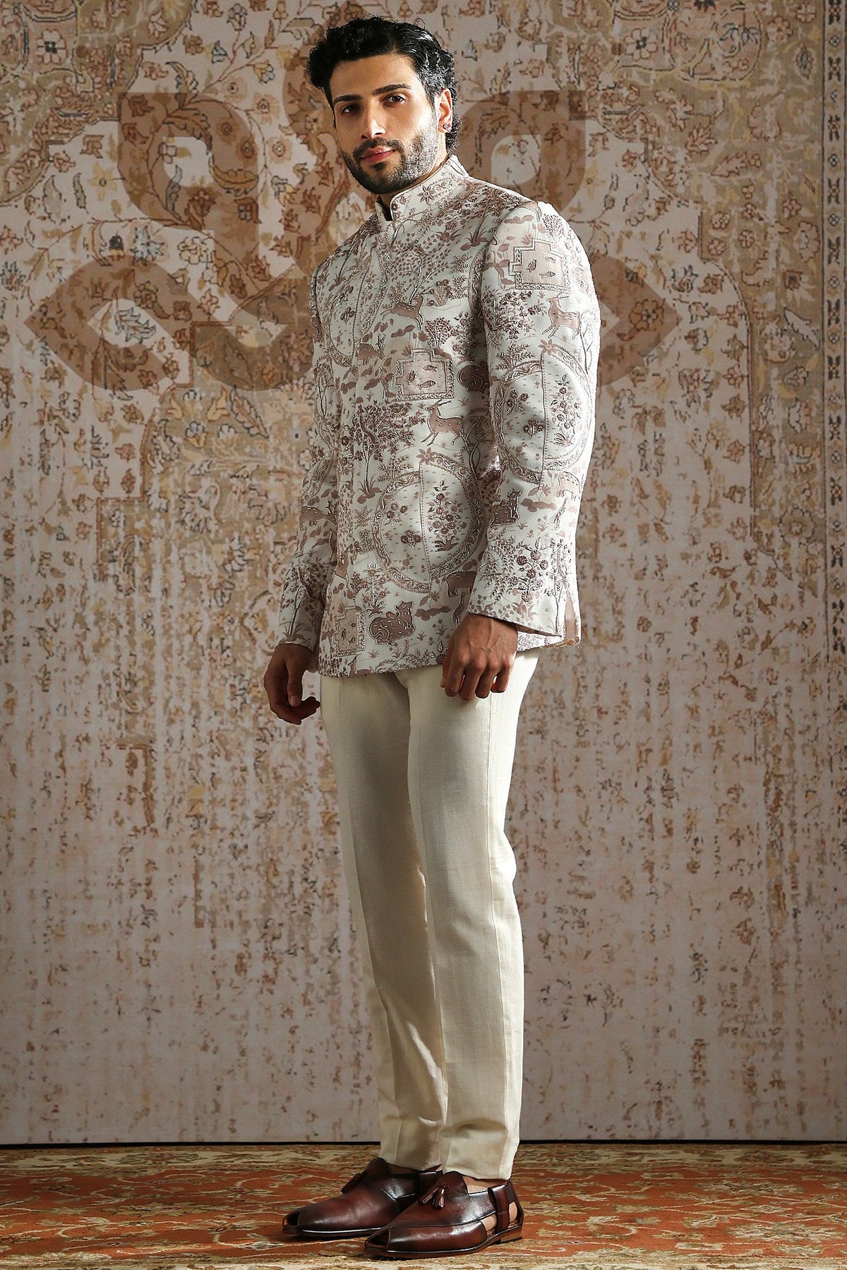 Ivory Brocade Heritage Bandhgala Set