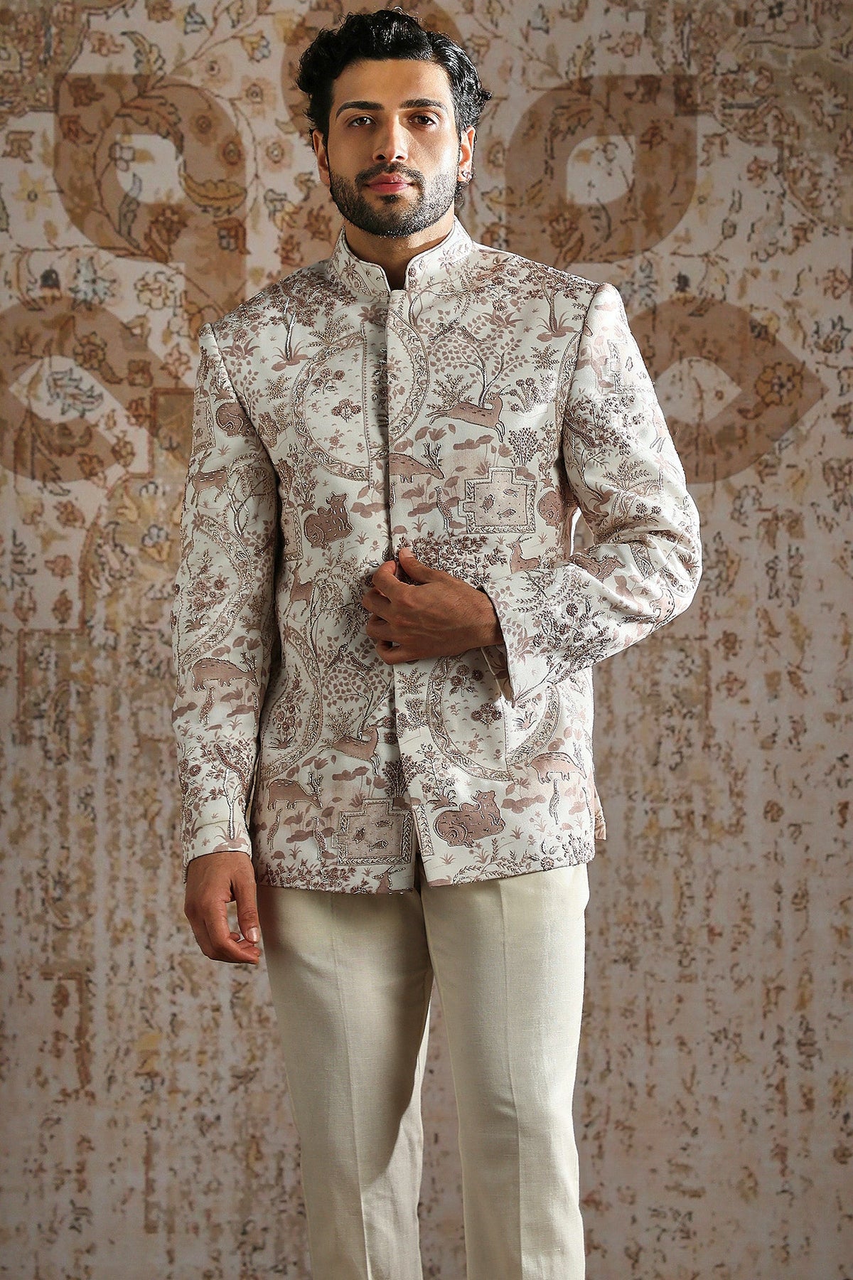 Ivory Brocade Heritage Bandhgala Set