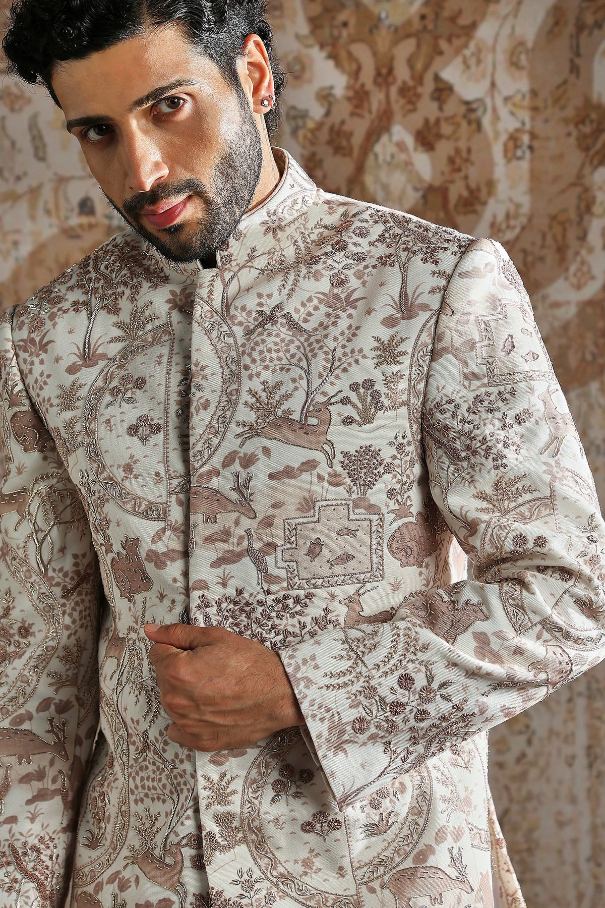 Ivory Brocade Heritage Bandhgala Set