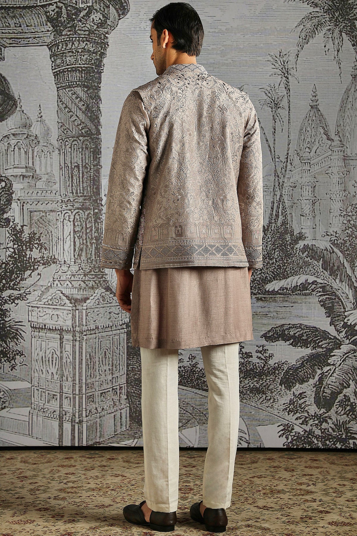 Champagne Threaded Elegance Bandhgala Set