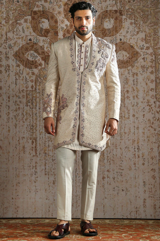 Pearl Embroidered Angrakha Indowestern Set