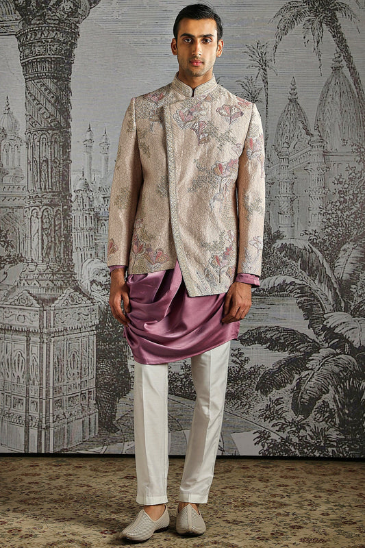 Lilac Metallic Statement Bandhgala Set