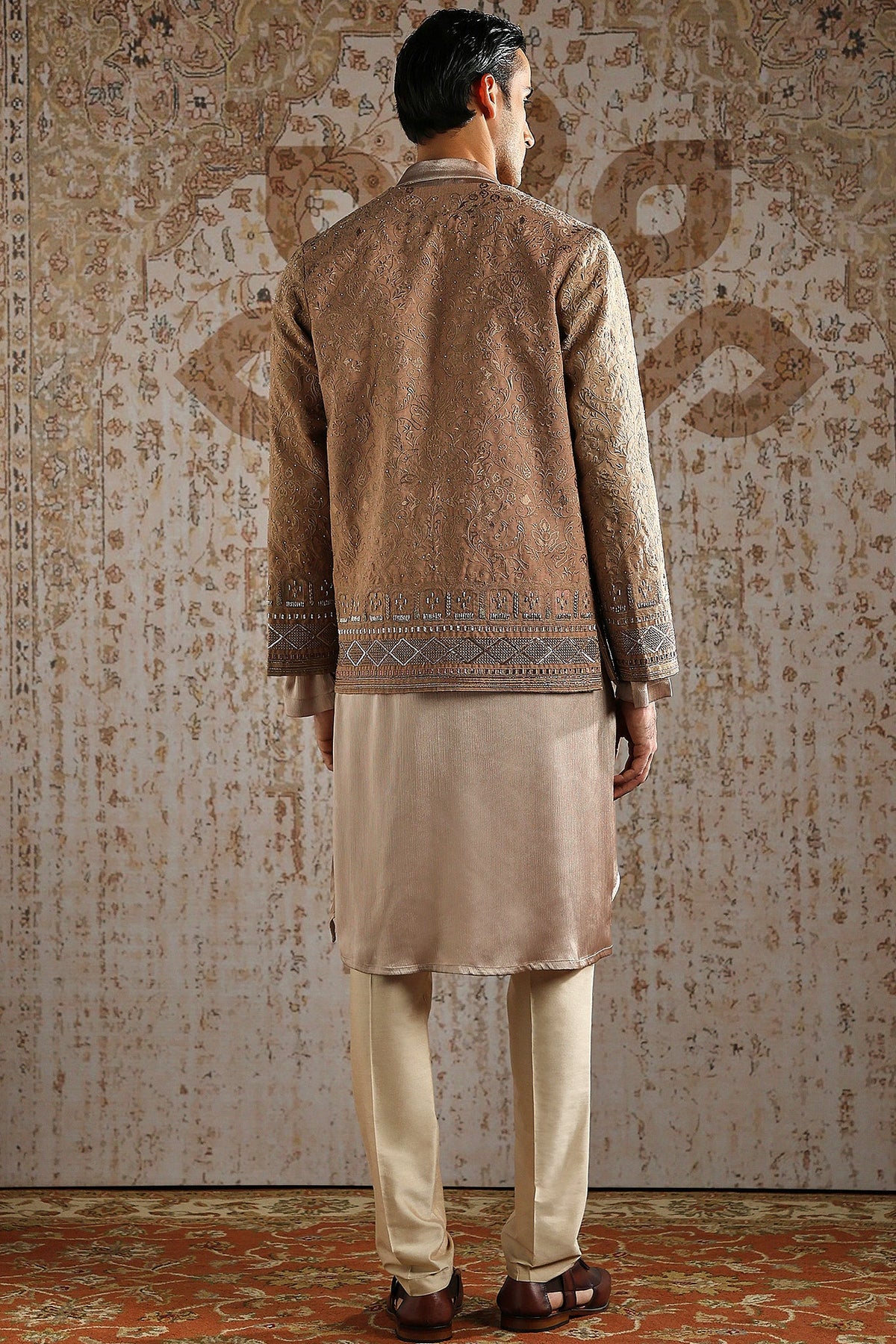 Blush Pastel Textured Kurta Bundi Set