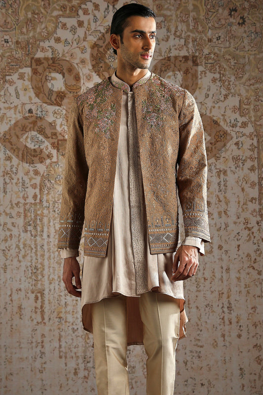 Blush Pastel Textured Kurta Bundi Set