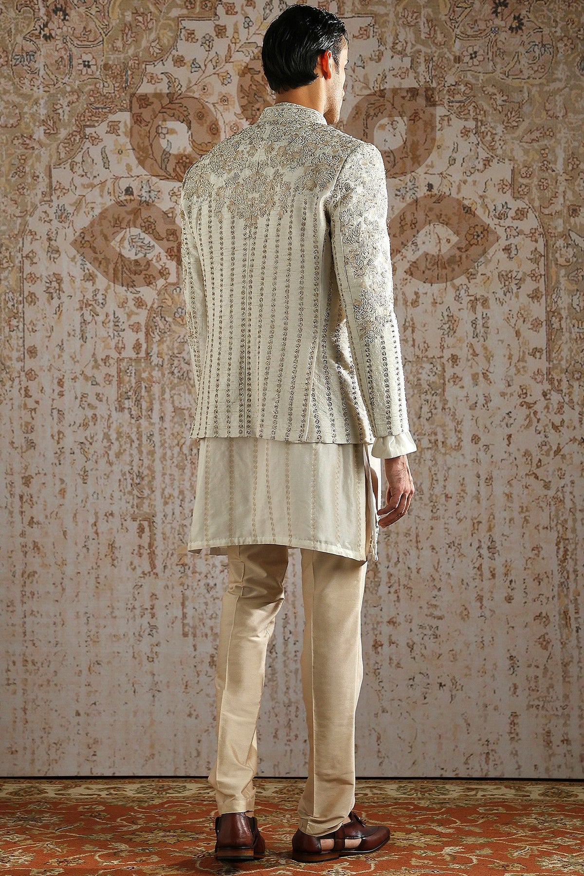 Ivory Hand-Embroidered Regal Bandhgala Set