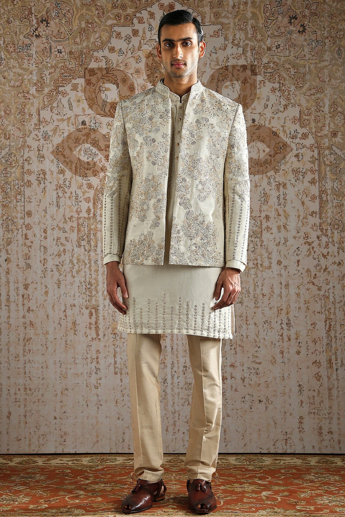 Ivory Hand-Embroidered Regal Bandhgala Set