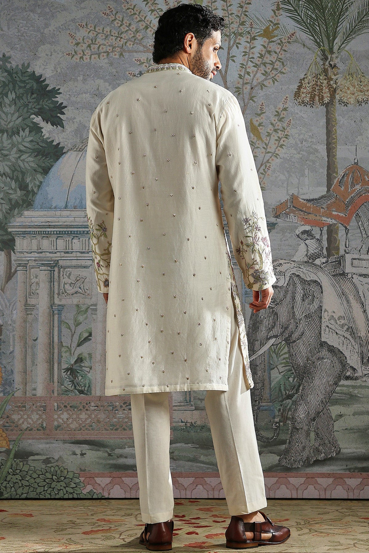 Ivory Pastel Meadow Embroidered Kurta Set