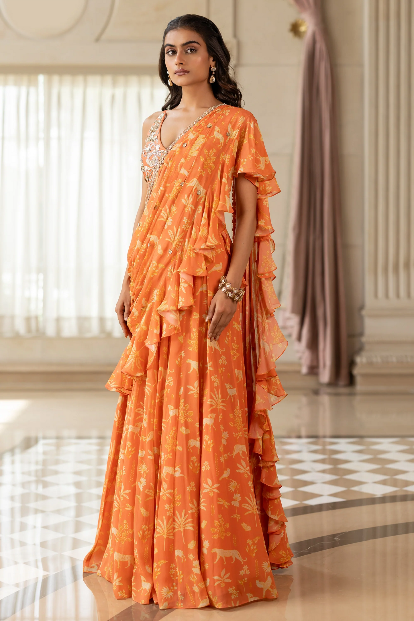 TATIANA SAREE SET – ORANGE