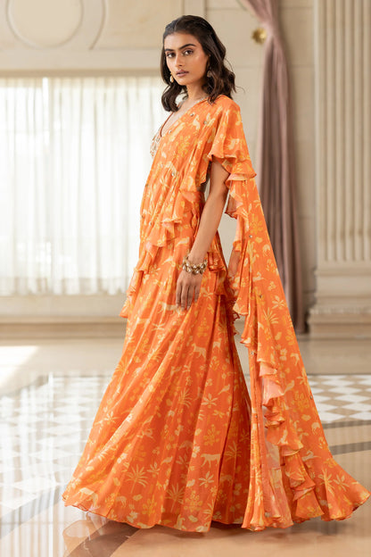 TATIANA SAREE SET – ORANGE