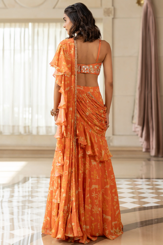 TATIANA SAREE SET – ORANGE