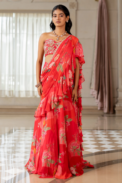 TATIANA SAREE SET – RED