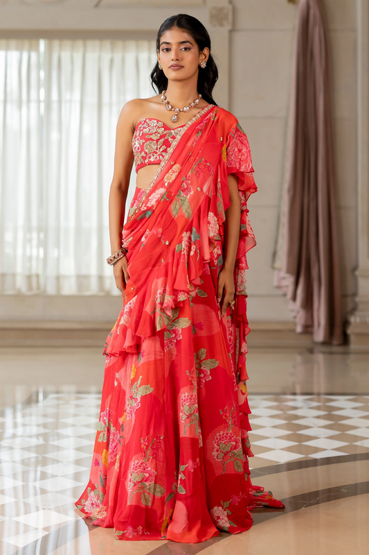 TATIANA SAREE SET – RED