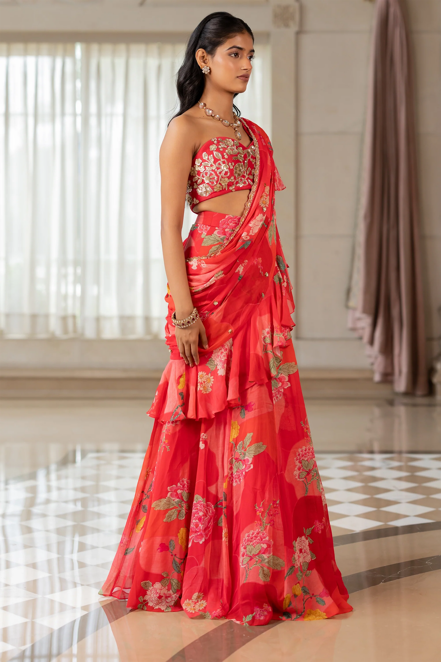 TATIANA SAREE SET – RED