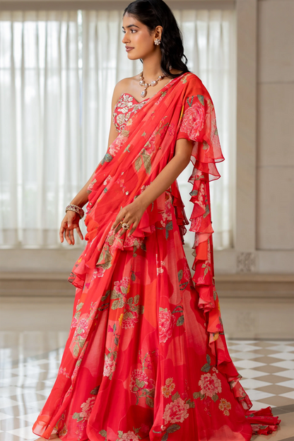 TATIANA SAREE SET – RED