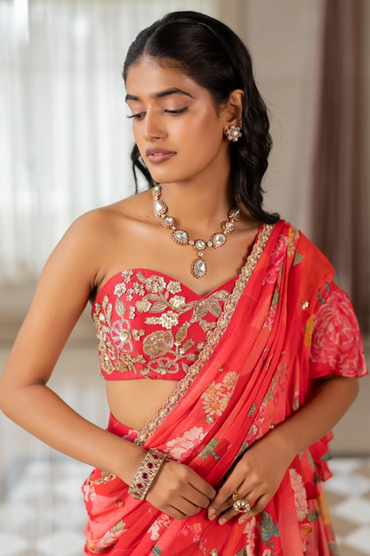 TATIANA SAREE SET – RED