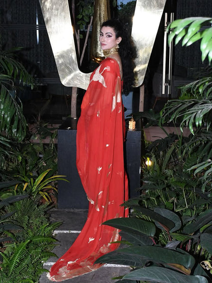 Handwoven Ruby Red Saree