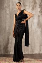 Tara Black Satin Saree