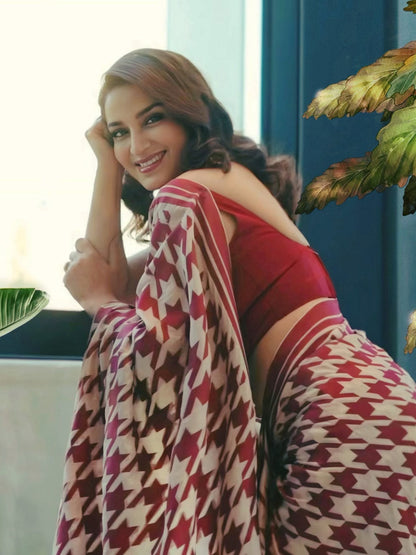 Deep Red Gerum Saree