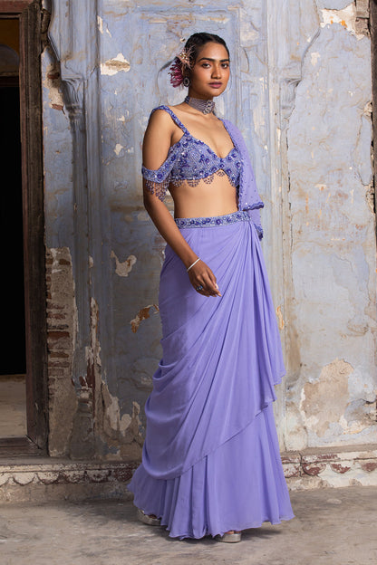 Kritika Bhardwaj In Lilac Drape Saree