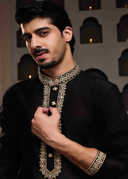 Black Mirrorwork Kurta Dhoti Salwar