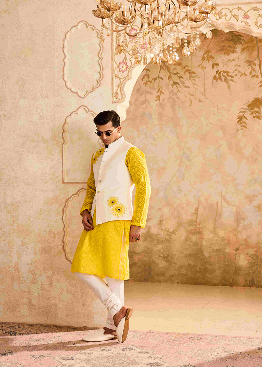 Floral Bundi Yellow Kurta Churidar