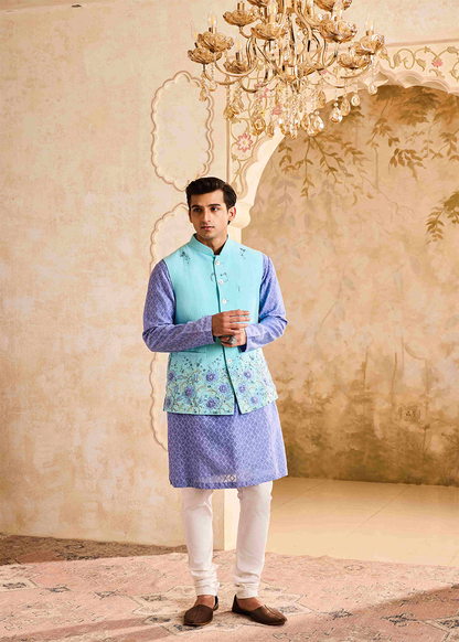 Turq Bundi  Jacket lilac Kurta Ivory Churidar