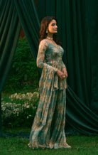 Olive Green Floral Peplum Set