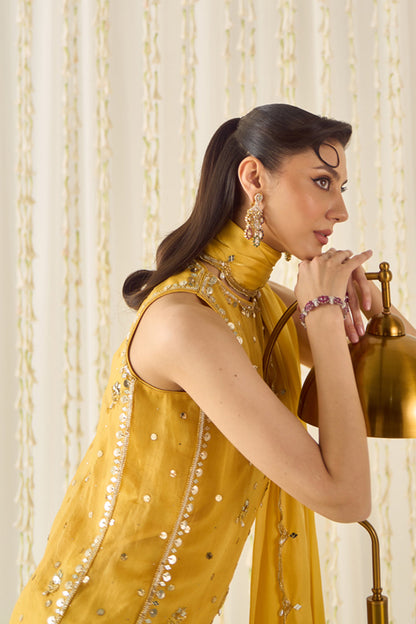 Mustard Kurta With Farsi Salwar Set