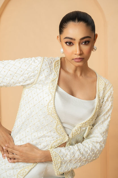 Ivory Hand-Embroidered Co-Ord Set