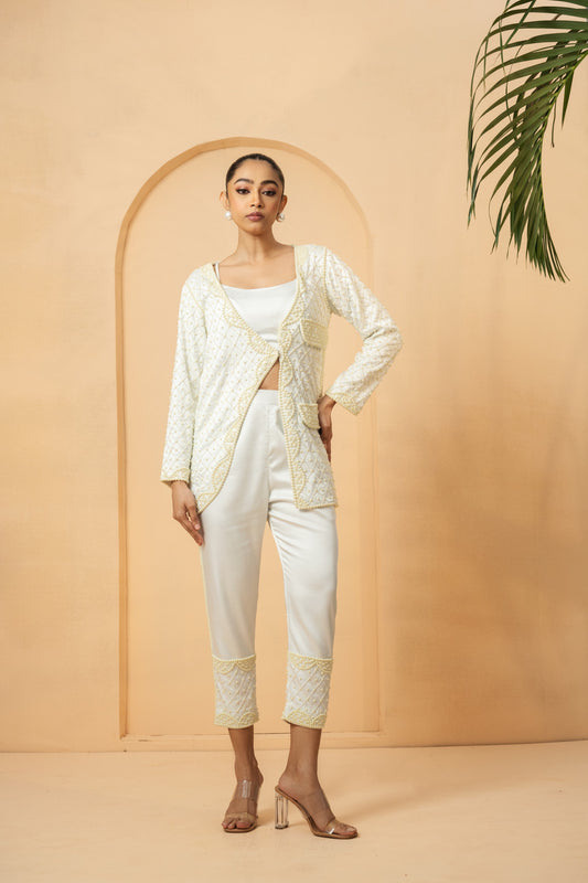 Ivory Hand-Embroidered Co-Ord Set