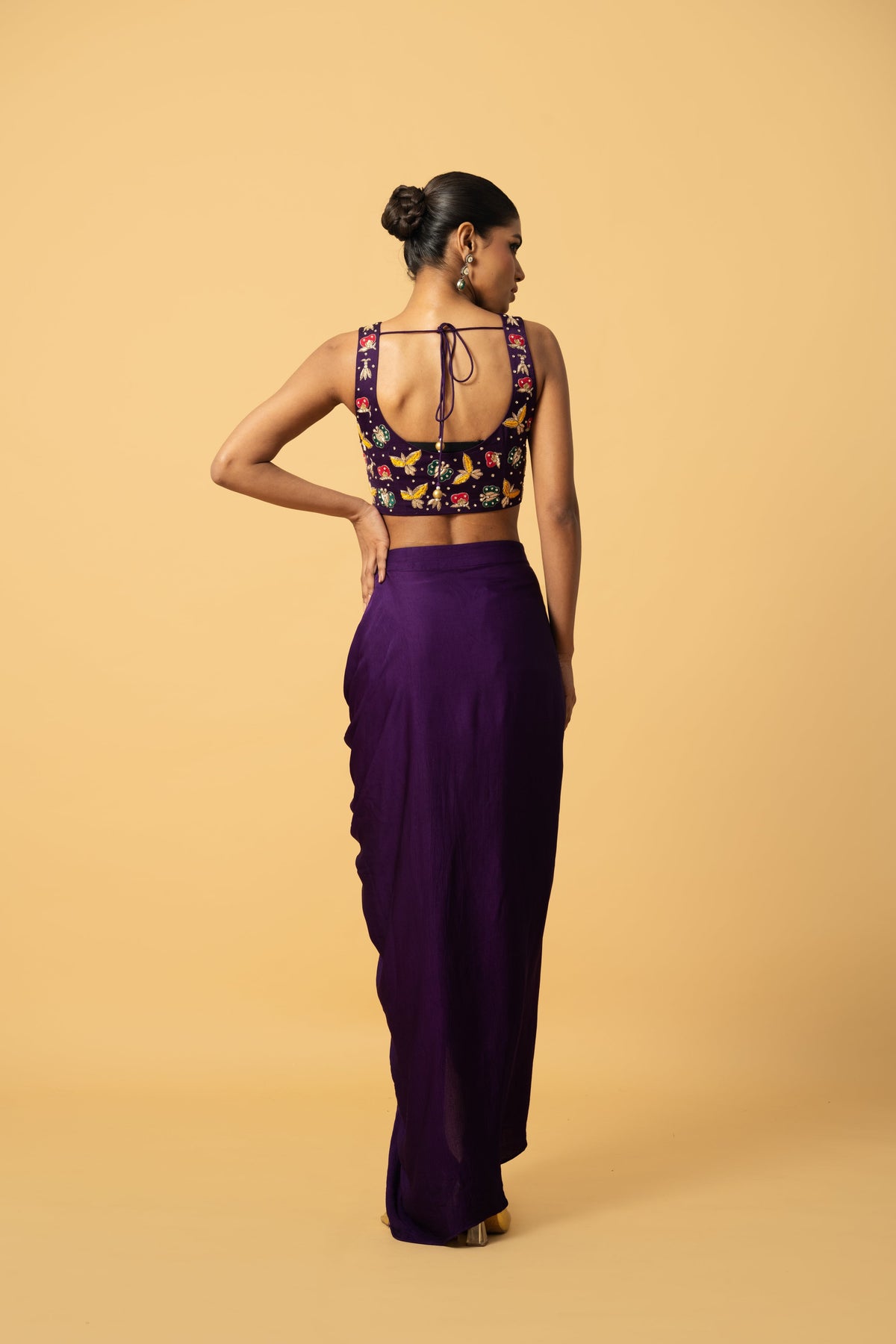 Violet Co-Ord Set with Cape