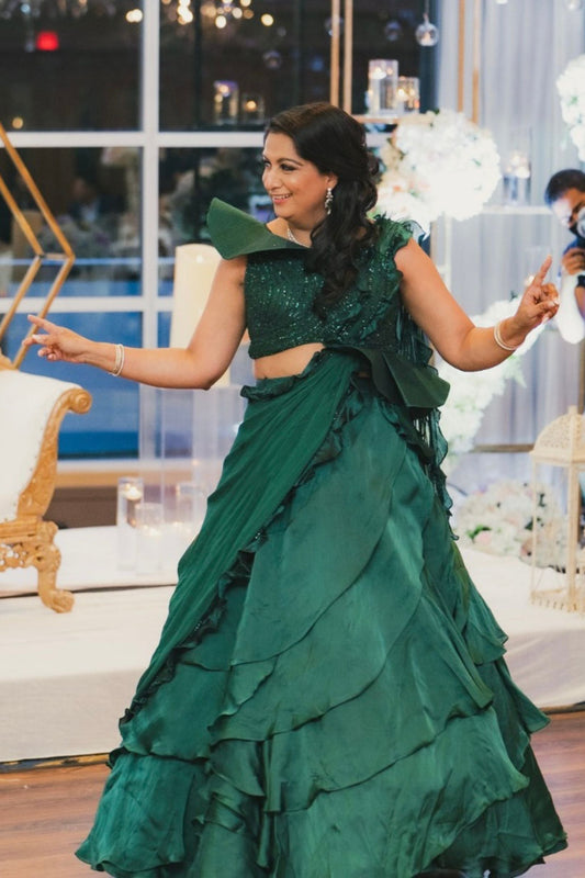 Mansi Walia in Emerald Peplum & Ruffle Skirt