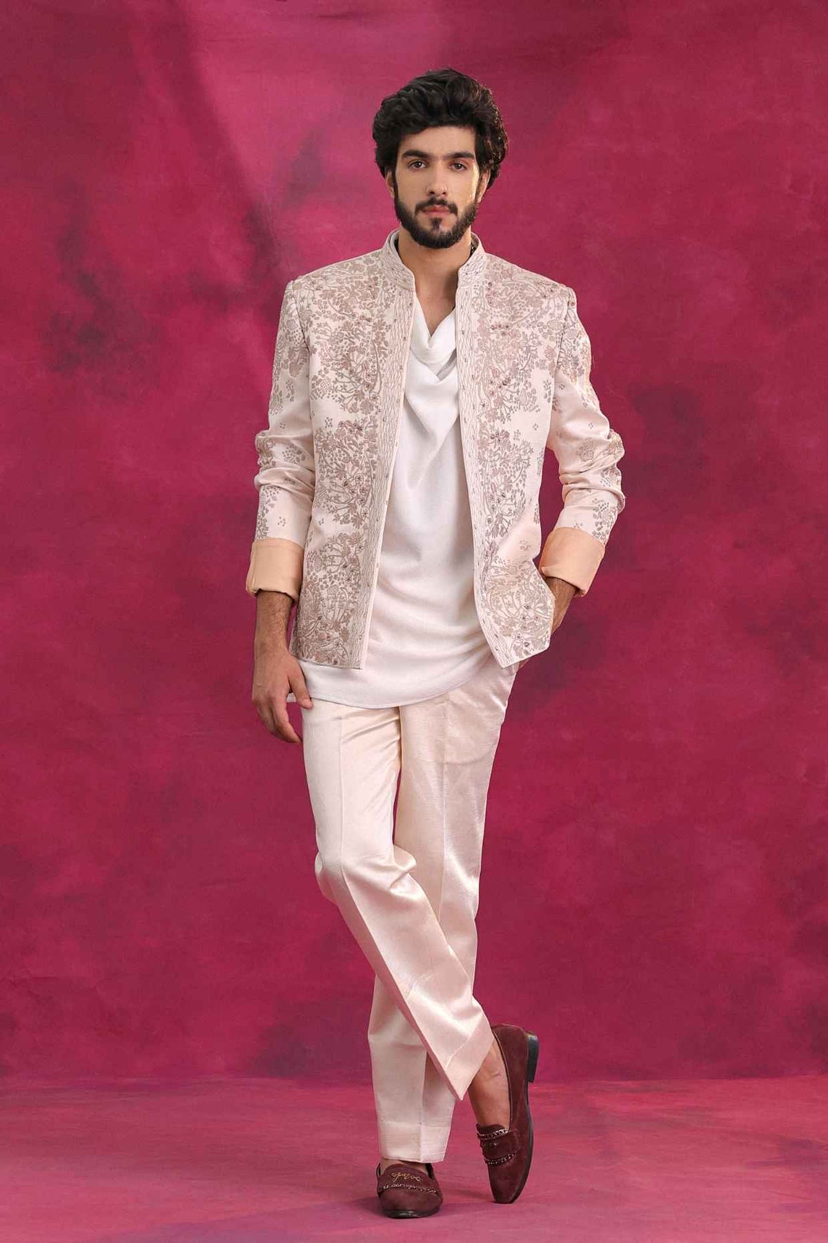 Pastel Pink Bandhgala Set
